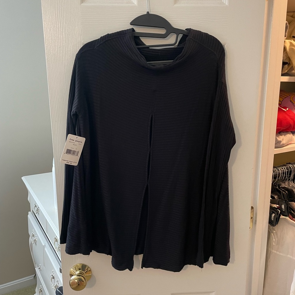Free people high neck black sweater with openings in the back